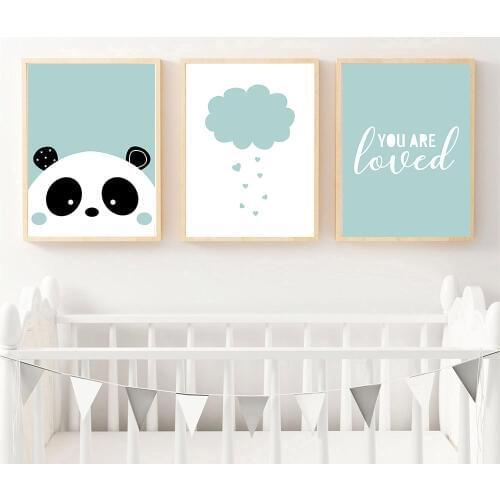 Cute Panda Cartoon Poster Nursery Quote Wall Art Canvas Print Painting Picture for Living Room Nordic Style Kid Decoration