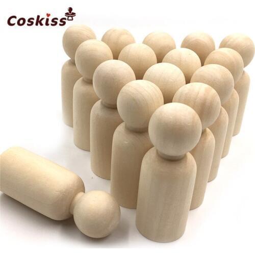 20pcs Men Woman Mixed Plain Blank Natural Wood People Peg Dolls Unpainted Figures Wedding Cake Family Peg Dolls Christmas Gift