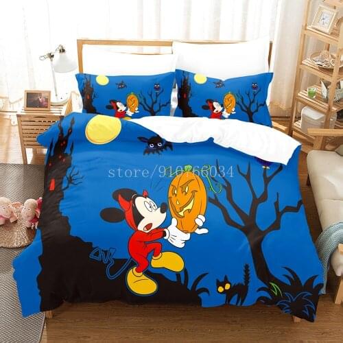 Cartoon Mickey Mouse 3D Printed Bedding Set Cute Duvet Quilt Cover Pillowcase Bedroom Decorative Home Textile for Boys and Girls