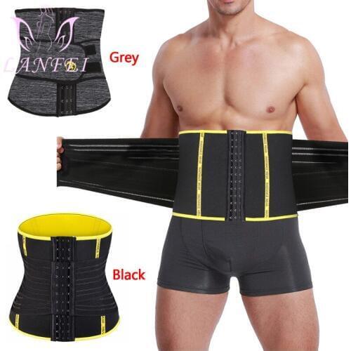 LANFEI Adjustable Double Wasit Trainer Belt Men Slimming Body Shaper Sweat Corset Weight Loss Hot Neoprene Sauna Sport Shapewear