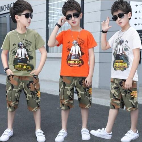 Baby Boys Summer Outfits Clothing Set Sports Cartoon T shirt+Jeans Pants 2pcs Suits Boys Tarcksuit Clothes 4 6 8 10 12 14 Years