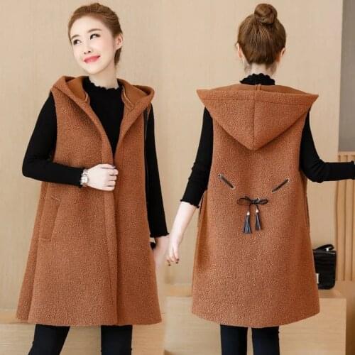 Female Yibinu Plus Size Women Jacket Vest 2021 Women Winter Coat New Mid-length Loose Jacket Vest Cardigan Commuter Simplicity70