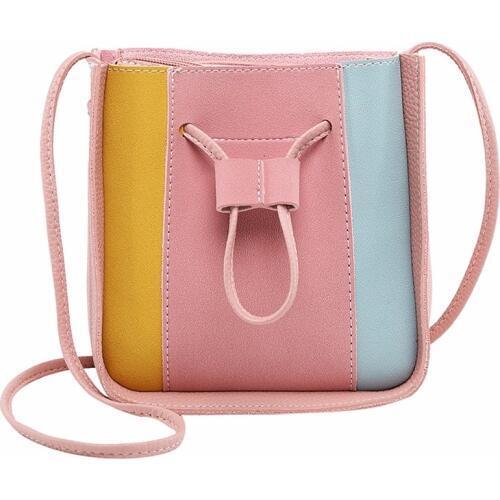 Fashion Stitching PU Leather Women Bags Designer Korean Style Messenger Bag Female Casual Striped Shoulder Bag Mobile Phone Bag