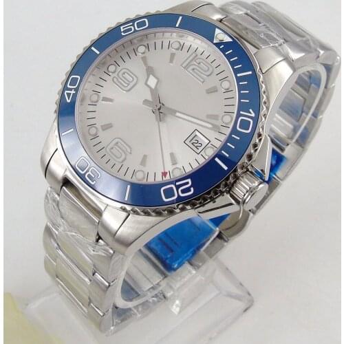 40mm Sterile Dial Sapphire Glass Date Luminous Blue Ceramic Bezel MIYOTA 8215 Automatic Mechanical Mens Wristwatch