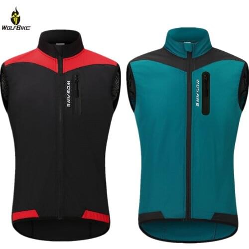 WOSAWE Men Women Cycling Vest Windproof Waterproof Running Vest MTB Bike Bicycle Reflective Clothing Sleeveless Cycling Jacket