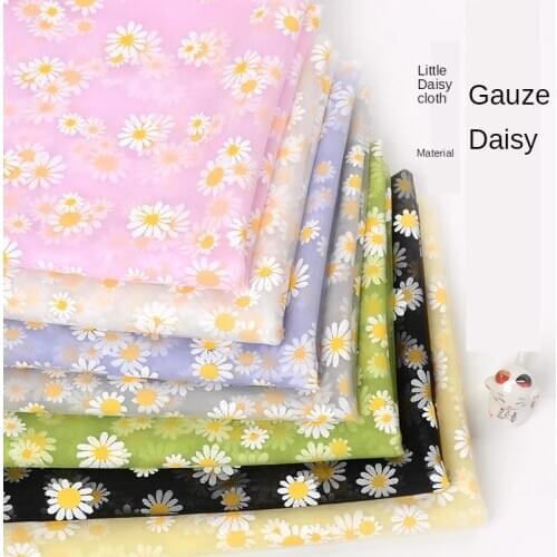 Soft Lace Wedding Dress Fabric Mesh Cloth Printed Plant Chrysanthemum Floral Green Black White Eyelet Sewing Tulle Brocade DIY