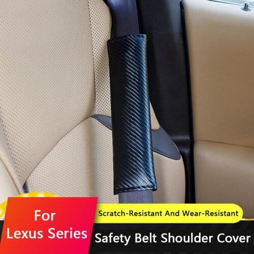 QHCP Car Seat Belt PU Leather Safety Belt Shoulder Cover Breathable Protection Sandwich Seat Belt Padding Pad For Lexus Series