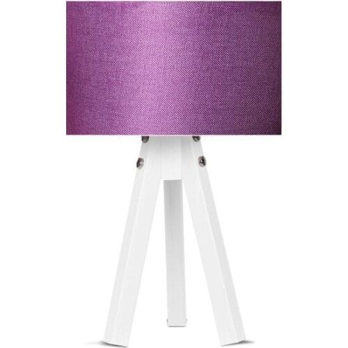 New Karino Deco 3 Legged Fabric Lampshade Purple Hood White Feet Lampshade