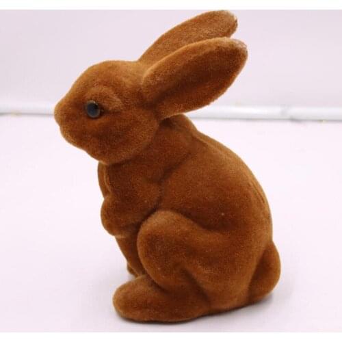 Easter Resin Flocking Birthday Gift Cute Simulation Rabbit Decoration Home Craft Decoration SDF-SHIP