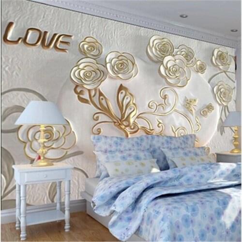 Beibehang Custom 3d photo wallpaper European romantic bedroom stereoscopic video wall backdrop embossed 3d wallpaper