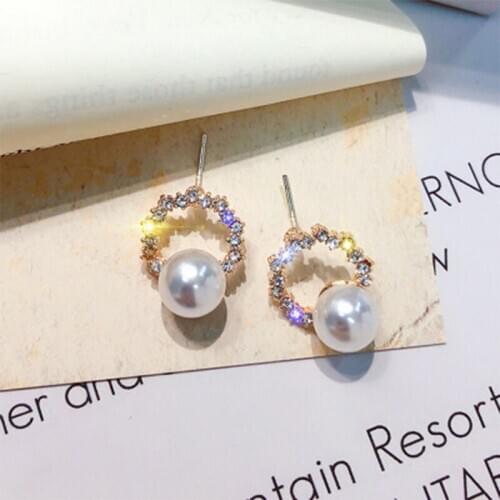 New Elegant Hollow Pearl Flower Sweet Circle Stud Earrings For Women Fashion Cute Party Bijoux Brincos Jewelry Gifts