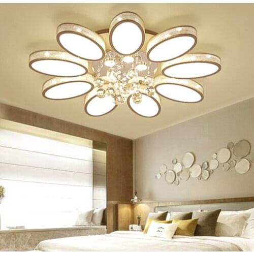 Modern Crystal Chandelier With Remote Control White Acrylic Lamp Living Room Kitchen Foyer Lustre Decor Home Lighting Fixtures