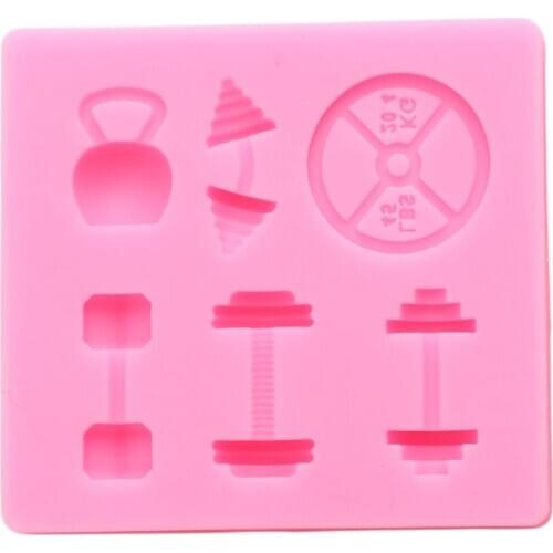 Sports Equipment Silicone Molds Dumbbell Shot Put Fondant Mould Baby Birthday Cake Decorating Tools Candy Clay Chocolate Moulds