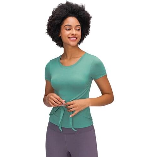 Slim Fitness Yoga T -shirt Running Vest Crop Top Tank Cropped Blouse Femme Haut Front Waist Butterfly Strap Sports Gym Clothing