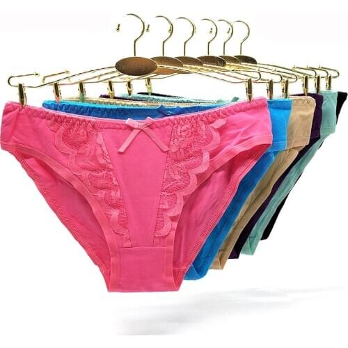6 pieces/lot Panties cotton underwear women briefs sexy lace panty low waiste intimates female underpants cute knickers woman