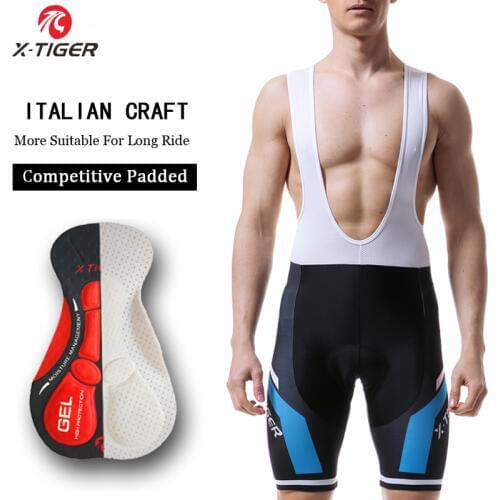 X-Tiger Highest Quality Cycling Bib Shorts Mountian Bike Short Pants Racing Bicycle Tights With Summer Coolmax 5D Gel Pad
