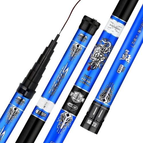 High quality high carbon hand rod 7m-15m Full scale long section pole Taiwan fishing rod with Fixed and spare rotating tips