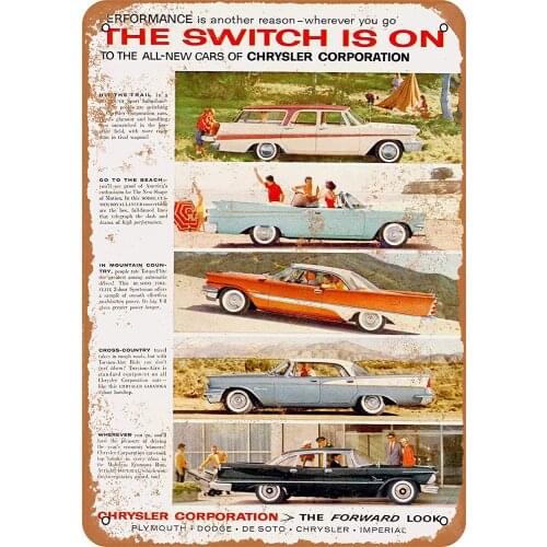 WallColor 8*12 Metal Sign 1957 Plymouth Dodge De Soto Chrysler Vintage Look