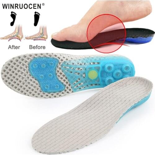 WINRUOCEN Running Sport Orthopedic insoles Silicone EVA for shoes pads Heel Shock Absorption Plantar feet soles insert Insoles