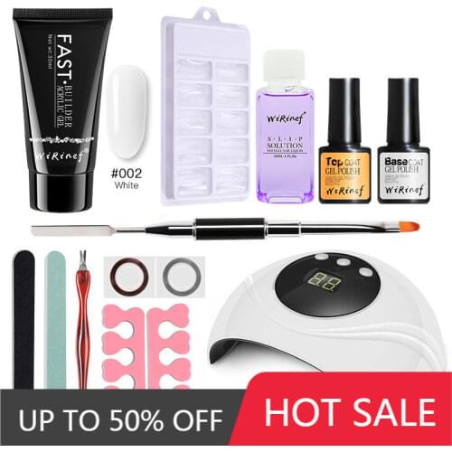 WiRinef 14pcs Nail Gel & Nail Art Tools Kit Easy For Beginners To Use Builder Extending Nail Gel DIY Manicure Art