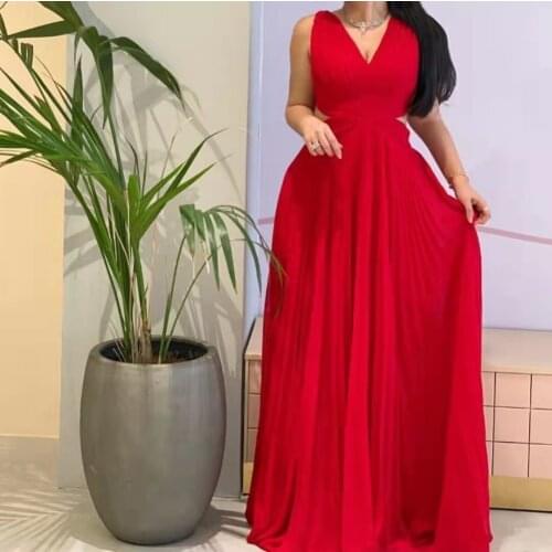 Sexy Long Chiffon Blue V-Neck Evening Dresses Pleated Floor Length Criss Cross Back Formal Party Gowns for Women