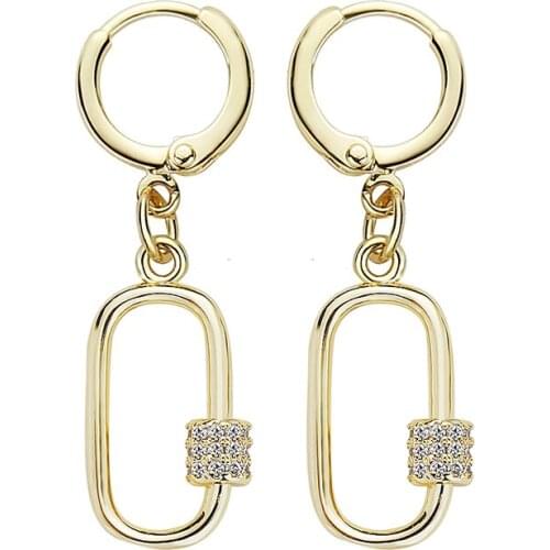 1 Pair 2021 Fashion New arrivals Micro Pave 3A++ zircon Gold Earrings for Woman Exquisite Jewelry