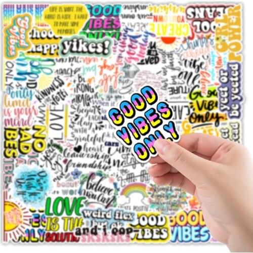 100Pcs/Pack Wholesale Inspirational Words Stickers Waterproof Sticker Skateboard Laptop Notebook Guitar Helmet Bottle Decal