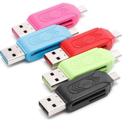 2-IN-1 Micro USB 2.0 OTG SDXC TF SD Memory Card Reader For Android Smartphone PC T3LB