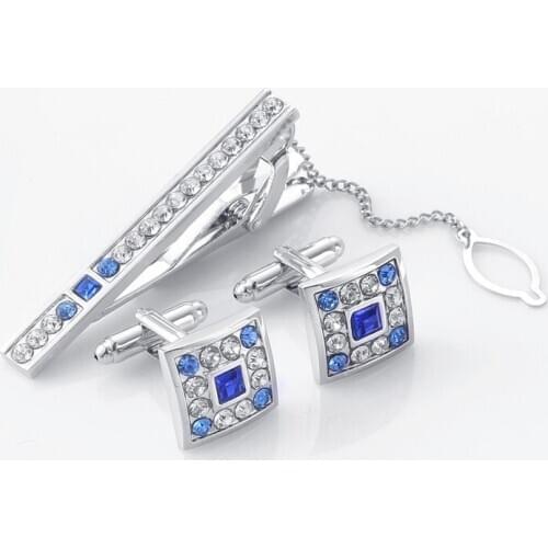 2020 Brand New High Quality Mens Cufflinks Gold Tie Clip and Cufflink Set For Men Classic Meter Tie Clips Cufflinks Sets