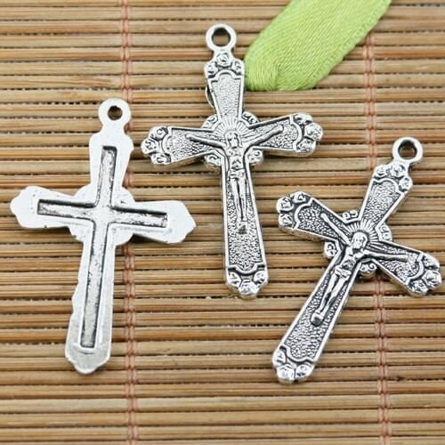 25pcs tibetan silver color crucifix charms EF2312