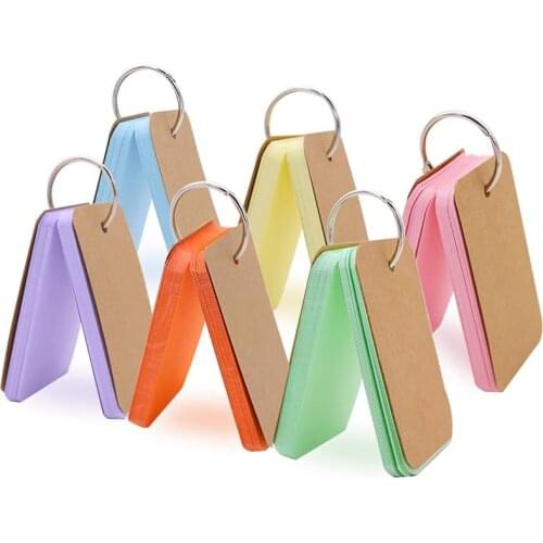300 Pcs Flash Cards with Binder Rings,6-Pack 2.2 x 3.5 Inch 6 Colors Study Cards,Memo Scratch Pads/Index Card/Note Card