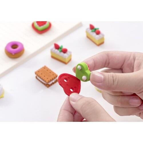 5pcs/lot Lovely Cookie Donut Eraser Set Pencil Eraser For Kids Gift Creative Stationery