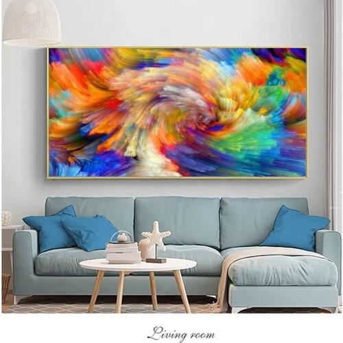 Abstract Wall Art Rainbow Color Splash Canvas Paintings Wall Posters and Print Picture for Living Room Decor Cuadros Poster
