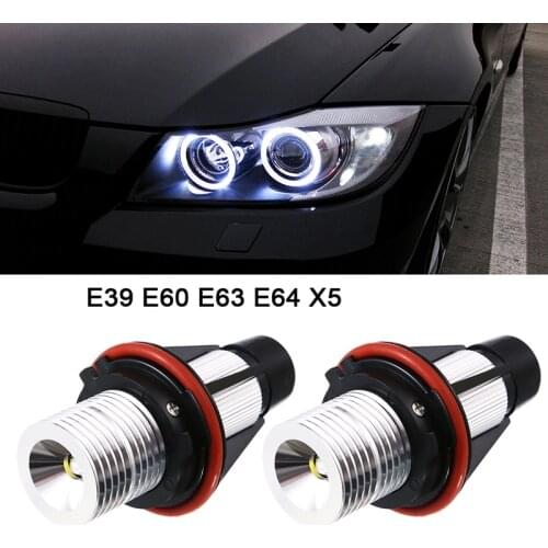 2Pcs DC 12V 10W 1000LM Angel Eyes Car LED Halo Ring Marker Bulbs Light 6000K White Fit for BMW X5 E39 E53 E60 E63 E64