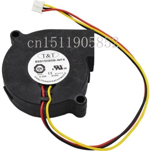 Free shipping FOR 5CM 5015 5V 0.35A B5015H05B-WFA 3 wire dual ball bearing turbo fan blower