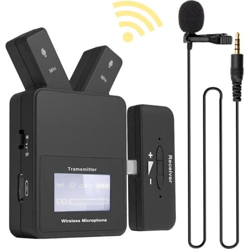 Wireless Lavalier Microphones with Transmitter and Receiver Real-Time Monitoring Lav Mic for YouTube Facebook Live-Stream