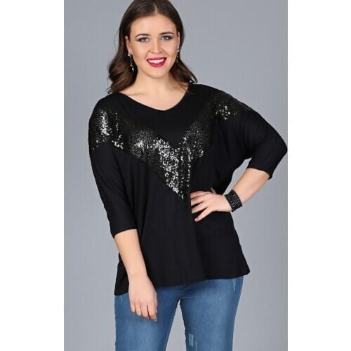 New Season Fashion Plus Size Flake Detailed Long Slevee Blouse Natural Viscose Soft Elastic Fabric