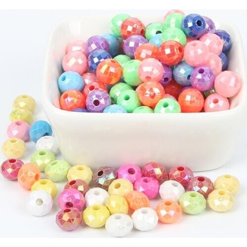 100Pcs Acrylic DIY Mix Colors Faceted Round/Oblate Loose Beads for Jewelry Making Beads For Needlework Beads embellishments 8 MM