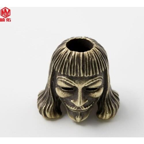 1PC EDC Paracord Beads Handmade Original V For Vendetta Retro Brass Copper Oxide Umbrella Rope Cord Lanyard Pendants Knife Bead