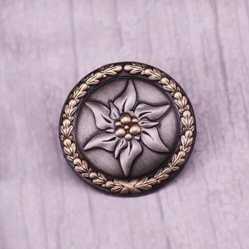 Edelweiss Enamel Pin German Army Elite Mountain Troop Brooch Medal Badge WWII Military Jewelry