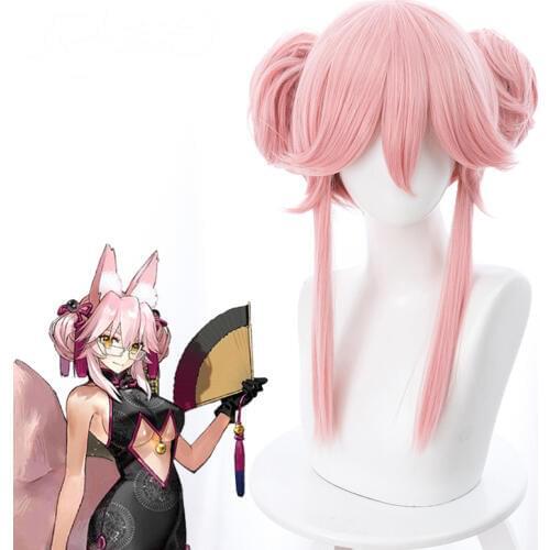 Fate / FGO Yuzao front secretary fox twinkle pink hair bag Cosplay Anime Wig