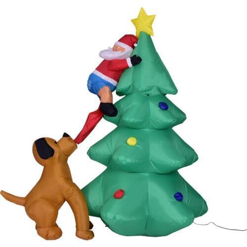 Giant Funny Inflatable Christmas Tree Light Dog and Santa Claus Garden Yard New Year Festival Party Props Novelty Decoration