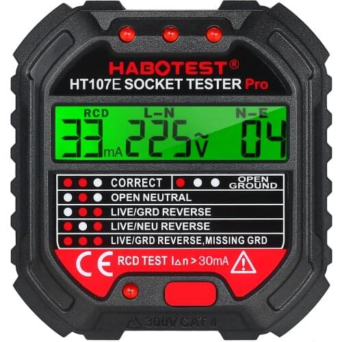 HABOTEST GFCI Outlet Tester Voltage 90-250V Socket Tester Automatic Electric Circuit Polarity Voltage Detector Breaker Finder