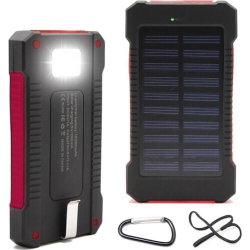 HK LiitoKala Lii-D006 Power Bank 10000mah Solar Power Bank Solar Charger Dual USB Power Bank with LED Light
