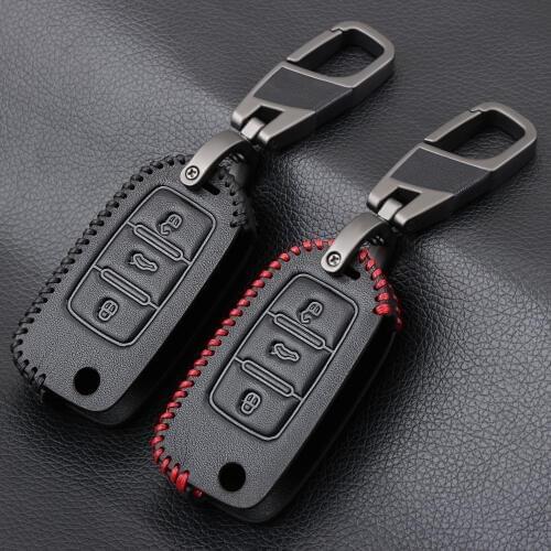 3 Buttons Leather Flip Car Key Case For Volkswagen Passat B5 B6 Gol CrossFox Plus Eos Scirocco Beetle Jetta Golf 4 5 6 Polo Bora