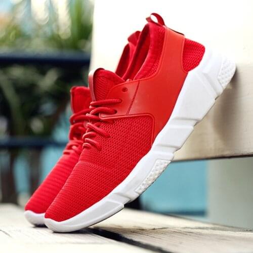 Men Air Mesh Red Black Casual Sneakers Male Shoes Zapatillas Mens Light Breathable Platform Trainers Sports Shoes New 2020