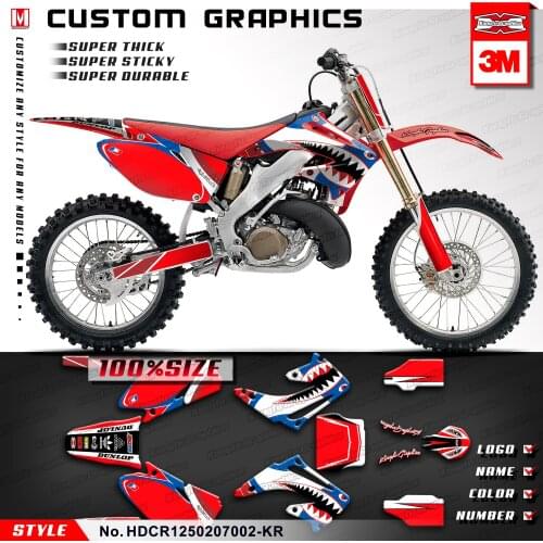 KUNGFU GRAPHICS Dirt Bike Decals Custom Sticker Kit for CR125 CR250 2002 2003 2004 2005 2006 2007