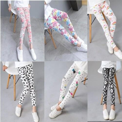 Summer New Korean Version Of The Nine-point Childrens Pants 3-11 Years Old all-match Printing Color Printing Girls Leggings