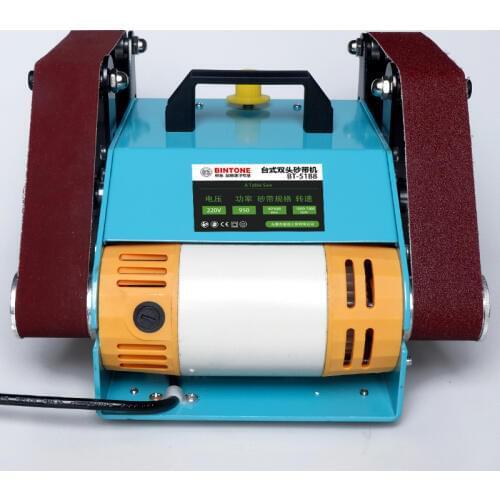 Multifunctional double head belt machine 220V 950W stepless speed woodworking jade metal polishing machine grinding machine