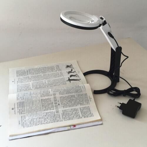 2.5X 8X 85mm Lamp Magnifying Glass Desk Table Lamp Reading Magnifier With 10 LED